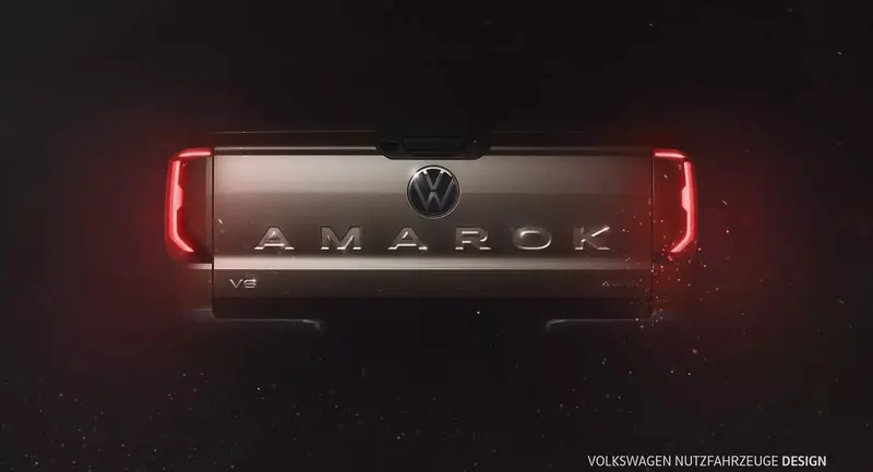 全新大眾Amarok車尾預告圖曝光 搭載V6柴油發動機和四驅係統